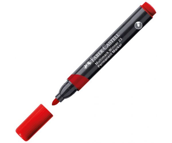 Faber-Castell: Marker permanent roșu pe bază de alcool cu vârf rotunjit
