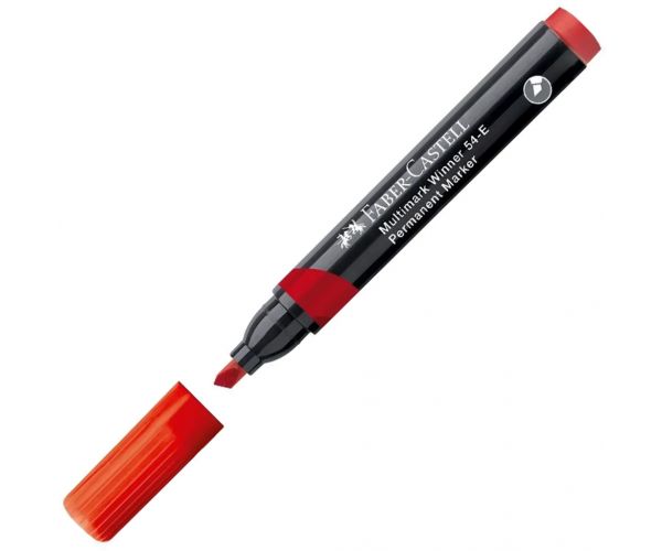Faber-Castell: Permanent Marker piros alkoholos filctoll vágott heggyel