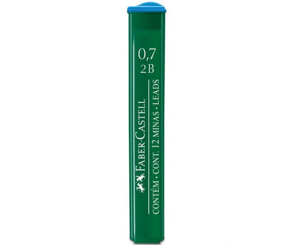 Faber-Castell: Mină de fier, set de 12 bucăți, 0,7 mm, 2B