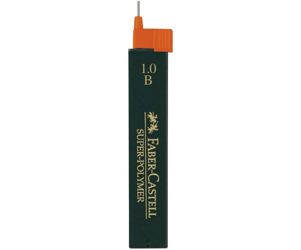Faber-Castell: Mină de fier, set de 12 bucăți, 1mm, B