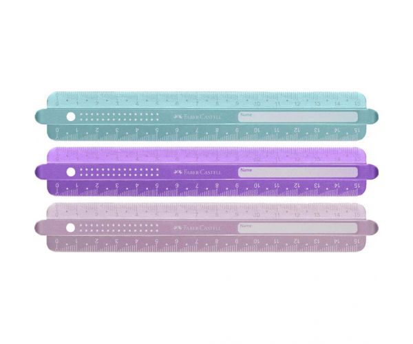 Faber-Castell: Riglă flexibilă Sparkle de 15 cm în diverse culori.