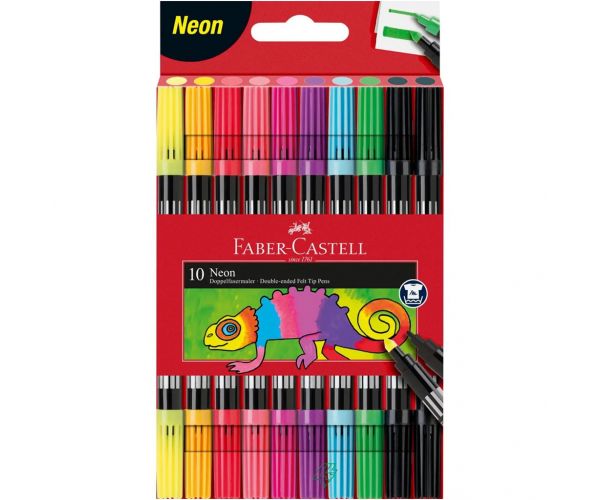 Faber-Castell: Set de 10 markere neon cu două capete