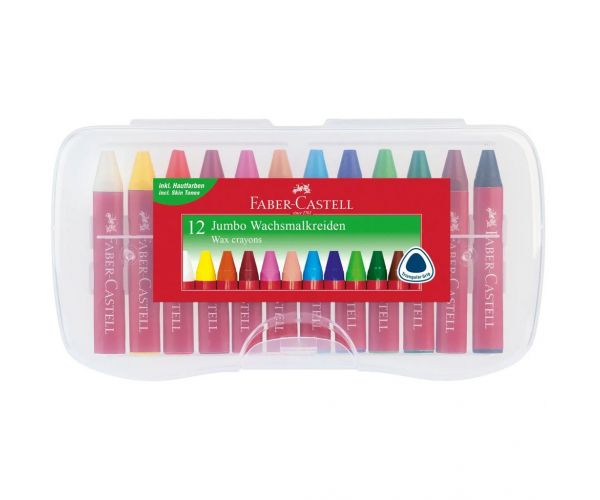 Faber-Castell: Set de 12 creioane cerate triunghiulare Jumbo
