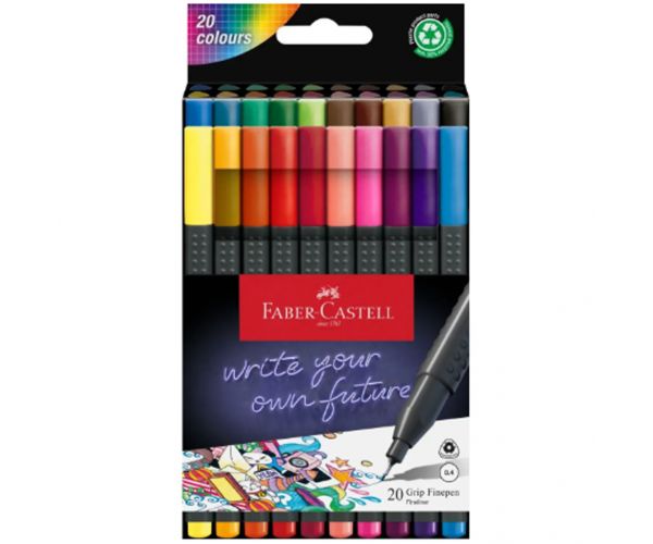 Faber-Castell: Set de 20 carioci Grip cu vârf subțire de 0,4 mm