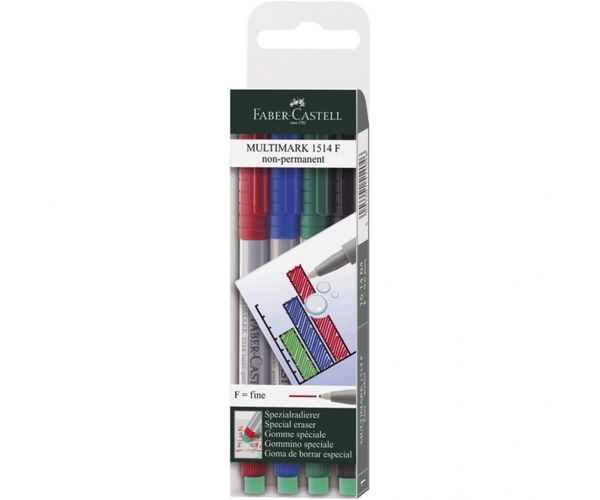 Faber-Castell: Set de 4 markere Multimark pentru folie F