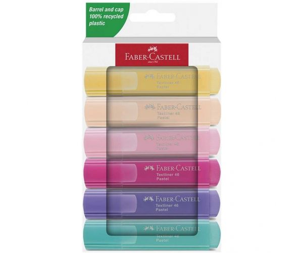 Faber-Castell: Set de 6 evidențiatoare în culori pastelate, model 1546