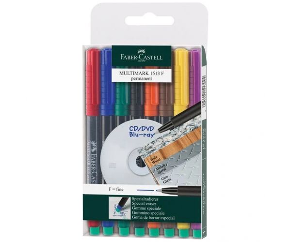 Faber-Castell: Set de markere cu alcool Multimark F 0,6 mm – 8 buc