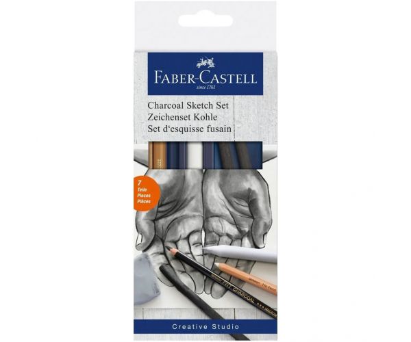 Faber-Castell: Set de schiță cu cărbune pentru desen, 7 bucăți