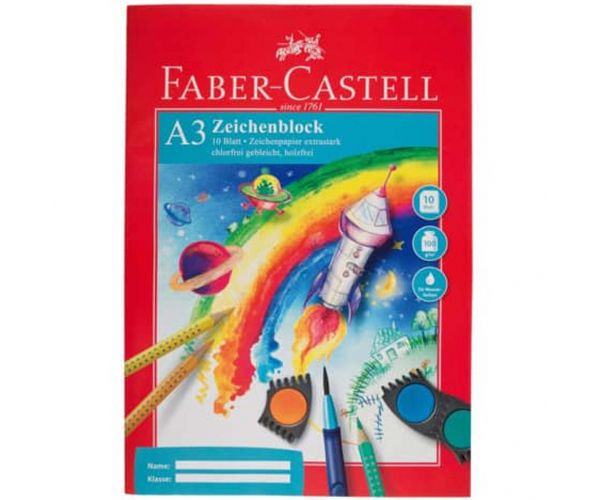 Faber-Castell: bloc de desen A3 – 10 coli, hârtie de 100 g