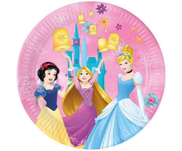 Farfurii de hârtie roz Disney+Prințese set de 8 bucăți 23cm