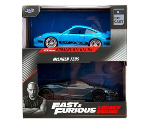 Fast & Furious: Porsche 911 GT3 RS și McLaren 720S set de 2 bucăți la scară 1/32 - Jada Toys