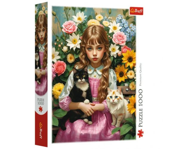 Fată cu pisicuțe, puzzle de 1000 de piese - Trefl