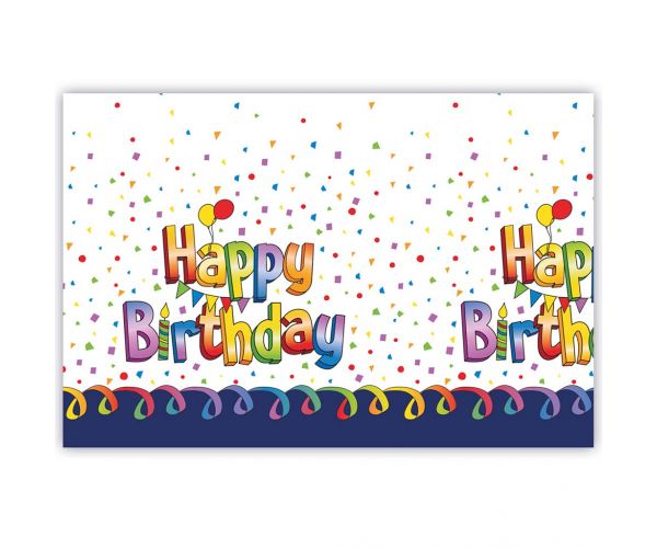 Față de masă din plastic Happy Birthday – 120x180 cm