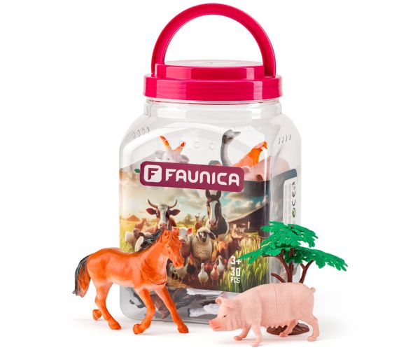 Faunica: Set de joacă cu animale de fermă în găleată - Woodyland
