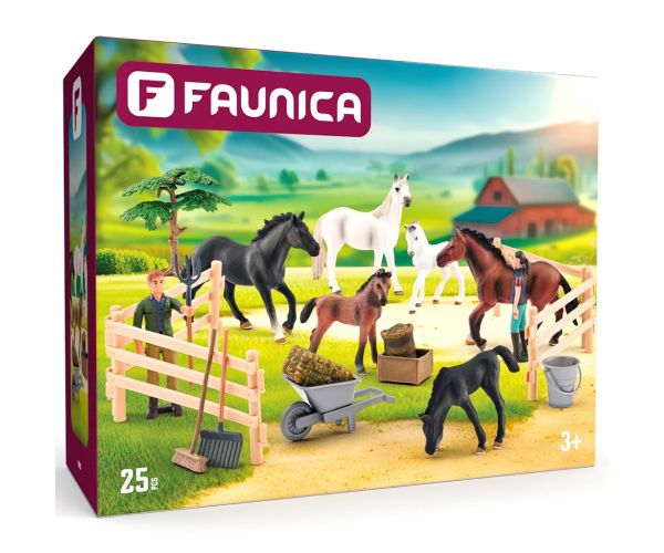 Faunica: Set de joacă de 25 de piese cu cai Lipițani - Woodyland
