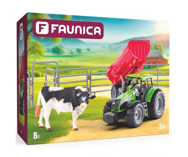 Faunica: Set de joacă tractor cu taur - Woodyland