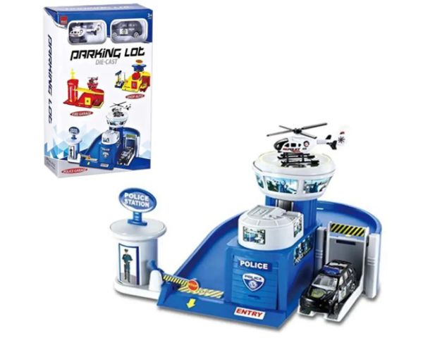 Parcare de poliție cu mașină și elicopter