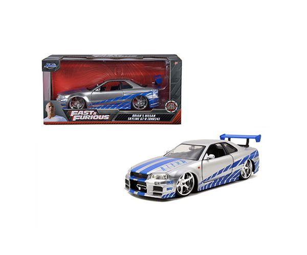 Fast & Furious: Brians 2002 Nissan Skyline GT-R (BNR34) model mașină 1/24 - Simba Toys