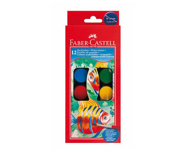 Faber-Castell: Acuarelă set de 12 bucăți cu discuri de 24mm