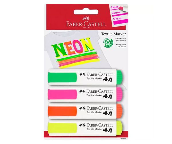 Faber-Castell: Neon culoare textil marker set 4 bucăți
