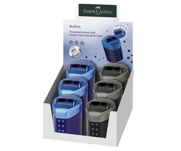 Faber-Castell: RollOn ascuțitoare cu rezervor dublu buline în două variante