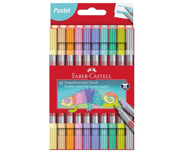 Faber-Castell: set marker 10 bucăți vârf dublu în culori pastelate