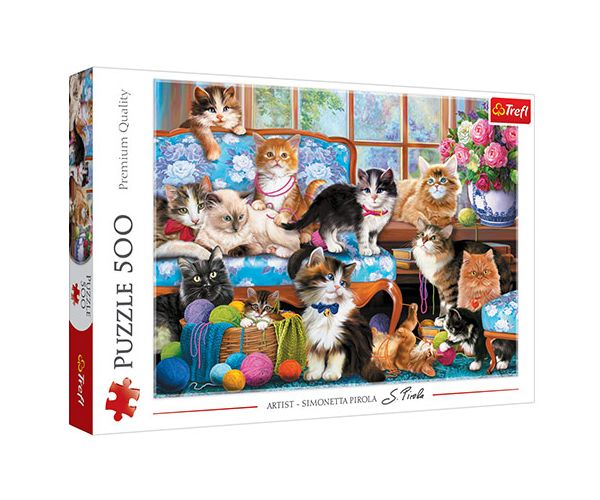 Familia de pisici 500 de bucăți puzzle - Trefl