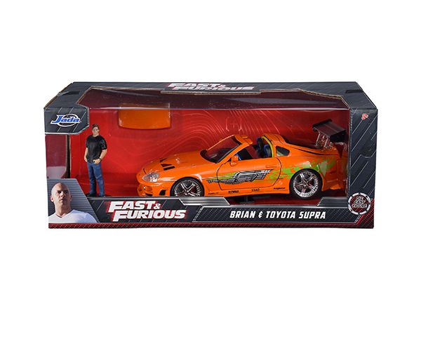 Fast & Furious: Brian figurină și Toyota Supra model auto 1/24 - Simba Toys