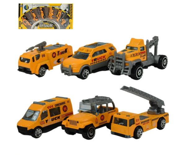 Truck Team: 6 bucăți set mașină industria constructiilor 1/64