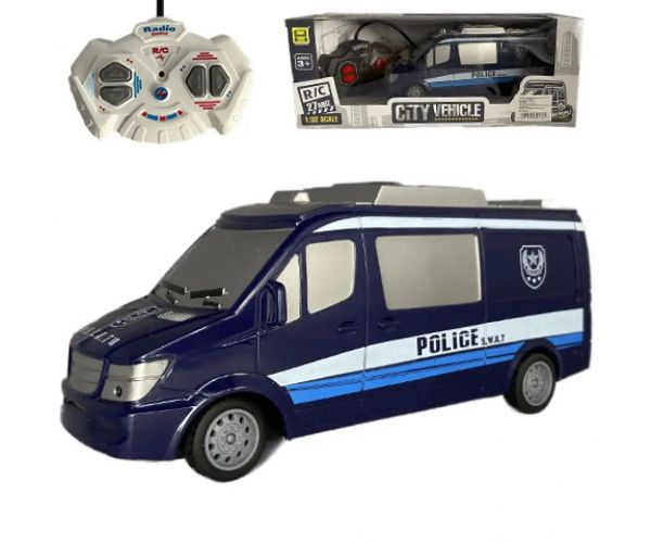 Telecomandă RC SWAT Microbuz de politie cu lumină 27MHz scară 1/32 25cm