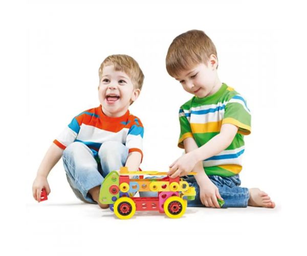 Quercetti: Techno Jumbo vehicule set creativ 76 bucăți