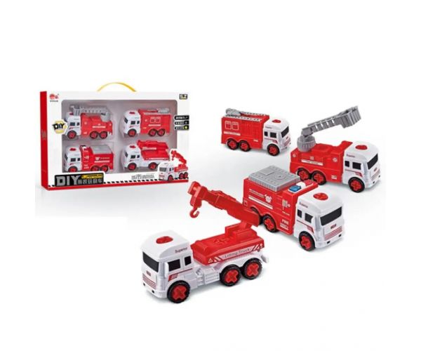 Vehicule de pompieri 4 bucăți set (se poate repara)