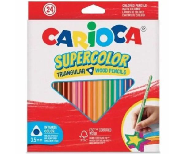 SuperColor formă triunghiulară 24 bucăți set creioane colorate - Carioca