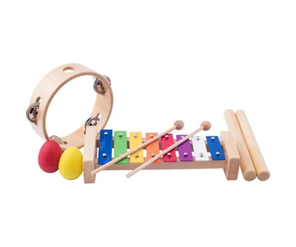 Set de instrumente muzicale din lemn 4buc