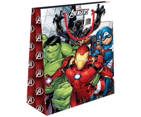 Luna: Sac de cadou Marvel Răzbunătorii cu model de supereroi 26x32x12cm