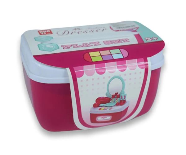 Set de frumusețe cu măsuță de toaletă cu oglindă și machiaj într-o cutie de depozitare