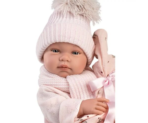 Llorens: Tina nou nascută păpușă in roz set cu pătură si suzetă 43cm