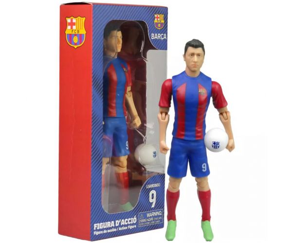 Figurină acțiune fotbalist, 20 cm - FC Barcelona, Lewandowski cu tricoul numărul 9