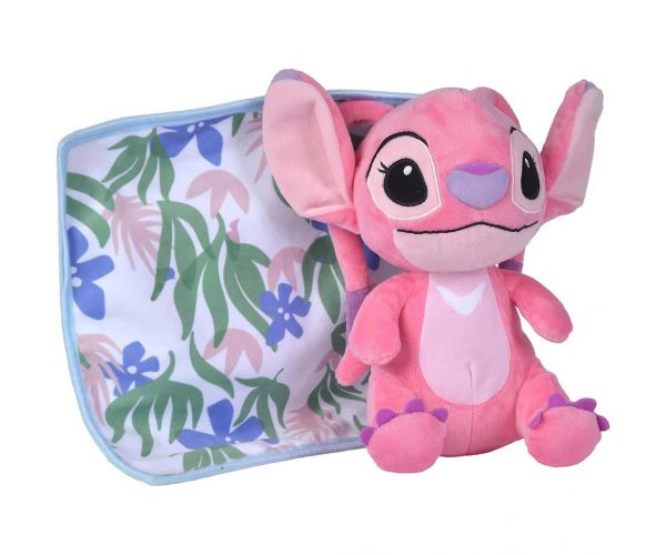 Figurină de pluș Disney Stitch Angel cu pătură, 25 cm - Simba Toys