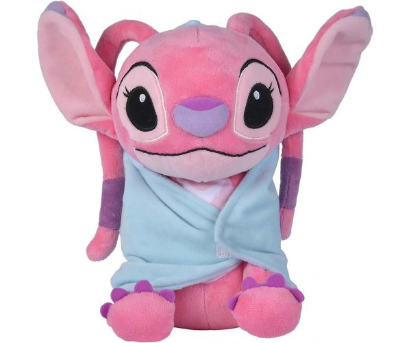 Figurină de pluș Disney Stitch Angel cu pătură, 25 cm - Simba Toys