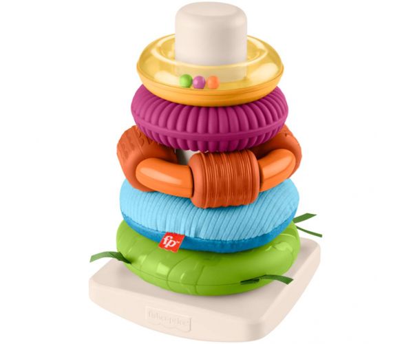 Fisher-Price: Piramida inelară senzorială Rock-A-Stack™ - Mattel