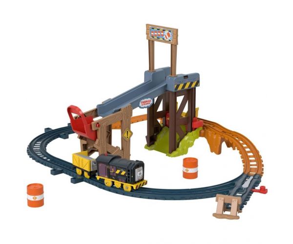 Fisher-Price: Thomas és barátai Diesel Lift & Load építkezési vasúti pályaszett motorizált vonattal - Mattel