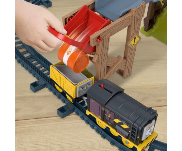 Fisher-Price: Thomas és barátai Diesel Lift & Load építkezési vasúti pályaszett motorizált vonattal - Mattel