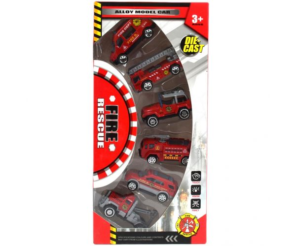 Fire Rescue: Tűzoltósági 6db-os kisautó szett 1/64-es