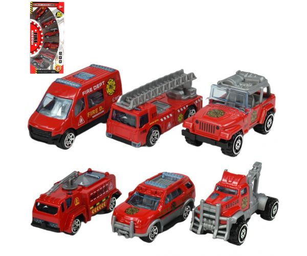 Fire Rescue: Tűzoltósági 6db-os kisautó szett 1/64-es