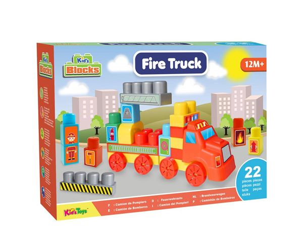 Fire Truck pompoieri set cuburi de construcții 22 bucăți