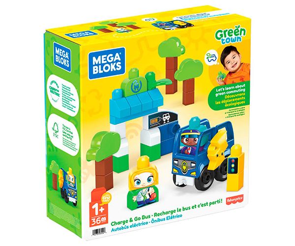 Fisher-Price: Green Town statie de autobuz cu statie de incarcare joc de construcție - Mega Bloks