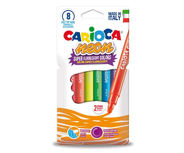 Fluoreszkáló neon színű filctoll 8 db-os készlet - Carioca