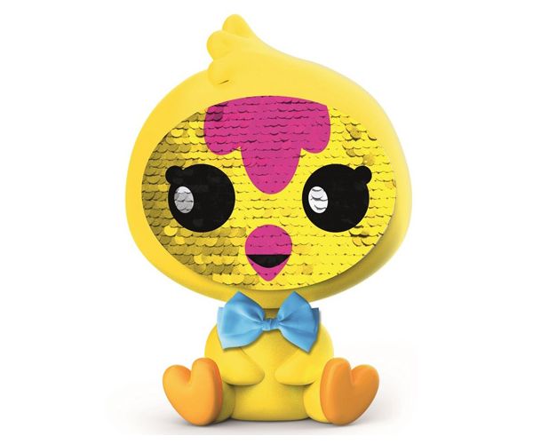 Flitteres csirke baba 14 cm