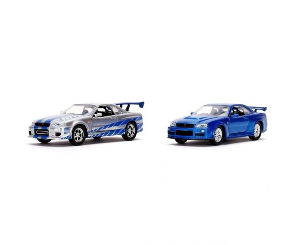 Furios și iute: Pachet dublu – Nissan Skyline GT-R R34 al lui Brian, set de 2 modele auto 1/32 – Jada Toys